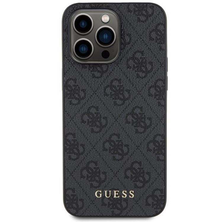 Guess Guess Mobilskal till iPhone 15 Pro Metall Gold Logo - Grå