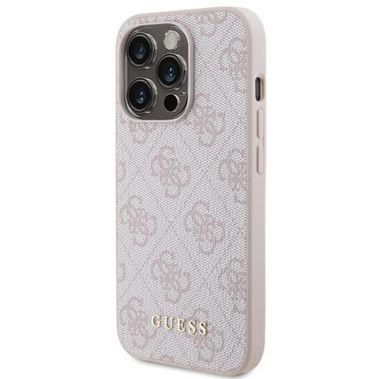 Guess Guess Mobilskal till iPhone 15 Pro Metall Gold Logo - Rosa