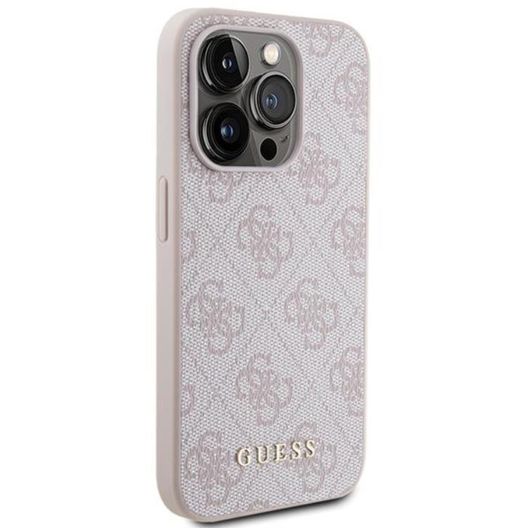 Guess Guess Mobilskal till iPhone 15 Pro Metall Gold Logo - Rosa