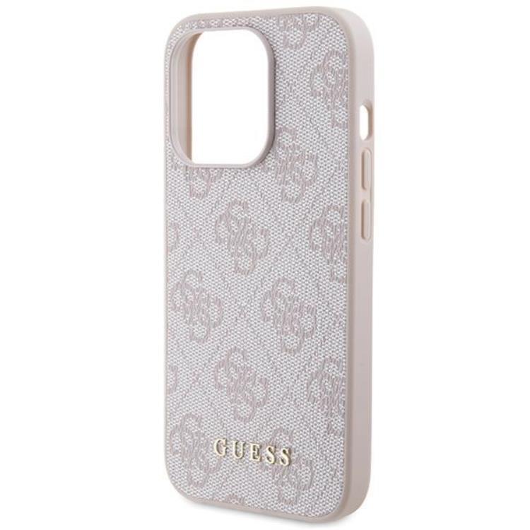 Guess Guess Mobilskal till iPhone 15 Pro Metall Gold Logo - Rosa