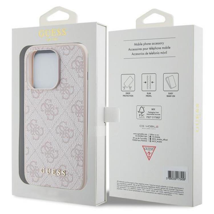 Guess Guess Mobilskal till iPhone 15 Pro Metall Gold Logo - Rosa