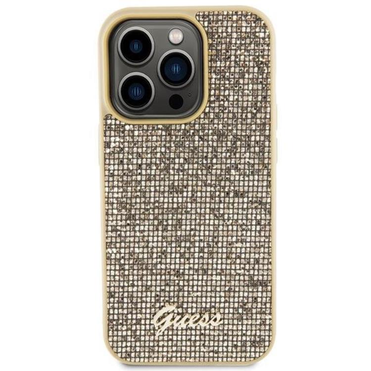 Guess Guess Mobilskal till iPhone 15 Pro Disco Metal Script - Guld