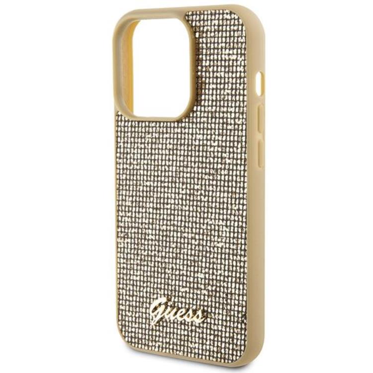Guess Guess Mobilskal till iPhone 15 Pro Disco Metal Script - Guld