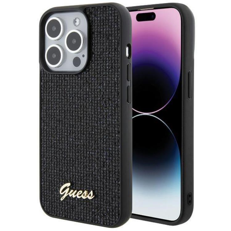 Guess Guess Mobilskal till iPhone 15 Pro Disco Metal Script - Svart