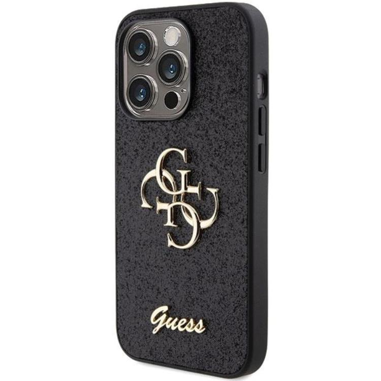 Guess Guess Mobilskal till iPhone 15 Pro Glitter Script Big - Svart