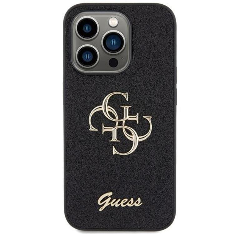 Guess Guess Mobilskal till iPhone 15 Pro Glitter Script Big - Svart