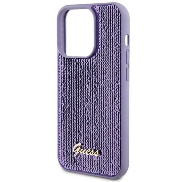 Guess Guess Mobilskal till iPhone 15 Pro Sequin Script Metal - Lila