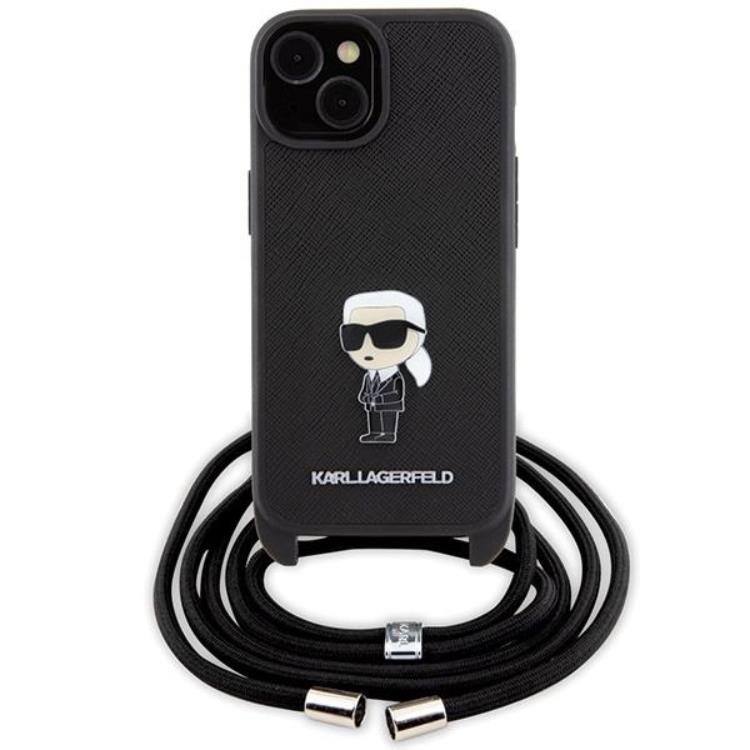 KARL LAGERFELD KARL LAGERFELD iPhone 15 Halsbandsskal Monogram Metal Pin - Svart
