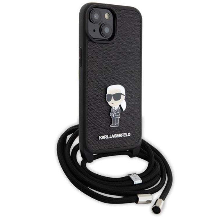 KARL LAGERFELD KARL LAGERFELD iPhone 15 Halsbandsskal Monogram Metal Pin - Svart