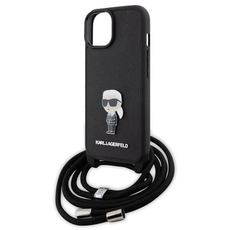 KARL LAGERFELD KARL LAGERFELD iPhone 15 Halsbandsskal Monogram Metal Pin - Svart