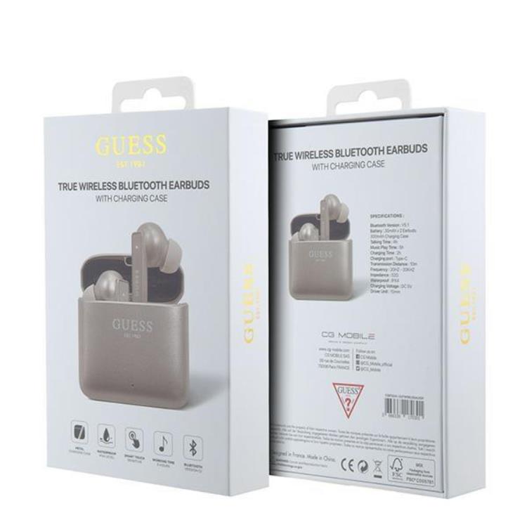 Guess Guess TWS Bluetooth In-Ear Hörlurar + Dock Printed Logo - Rosa Guld