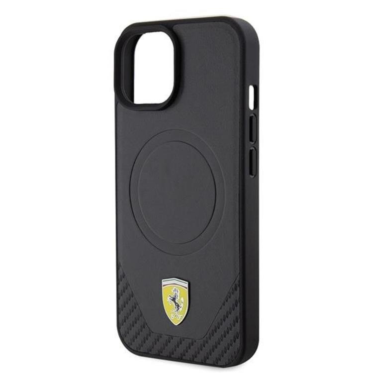 Ferrari Ferrari Mobilskal till iPhone 15 Magsafe Carbon Metal Logo - Svart
