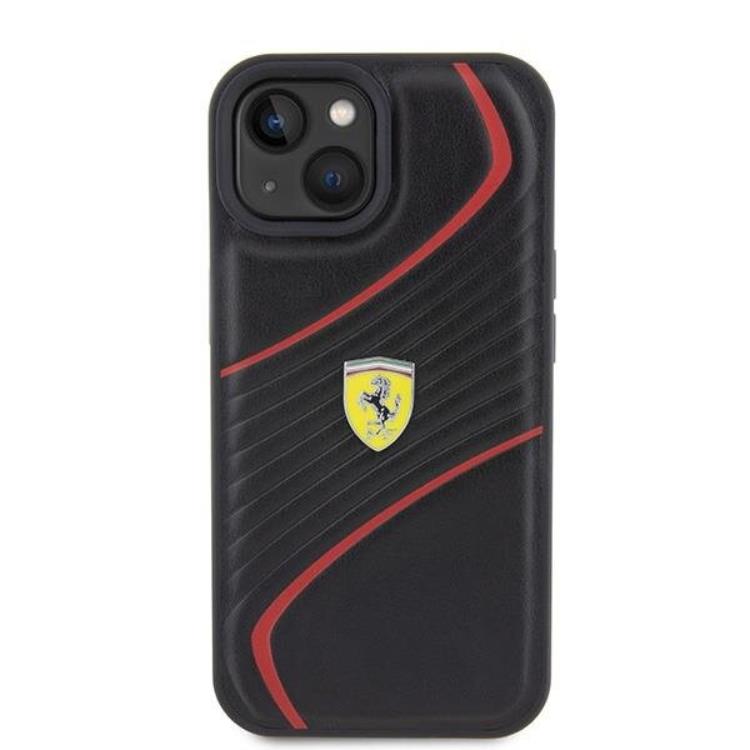Ferrari Ferrari Mobilskal till iPhone 15 Twist Metal Logo - Svart