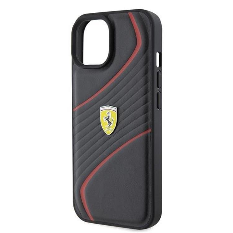 Ferrari Ferrari Mobilskal till iPhone 15 Twist Metal Logo - Svart