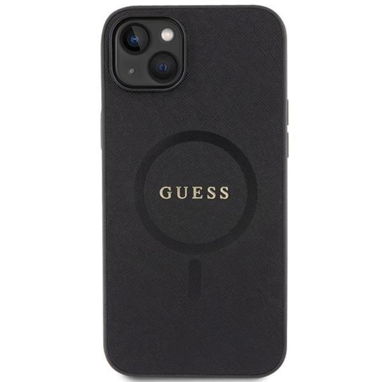 Guess Guess Mobilskal till iPhone 15 Plus Magsafe Saffiano - Svart