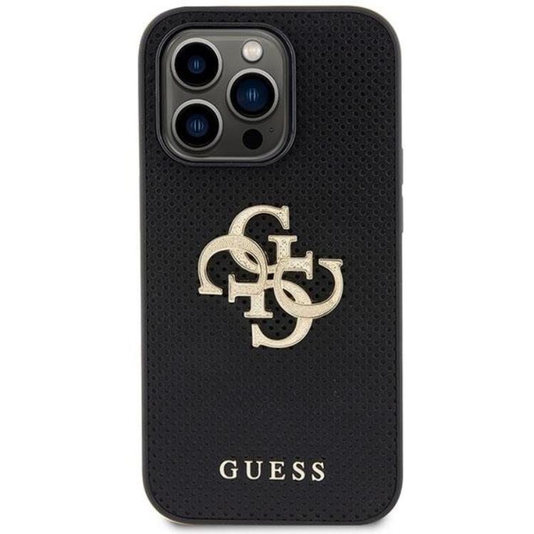 Guess Guess iPhone 15 Pro Mobilskal Perforated Glitter Logo - Svart