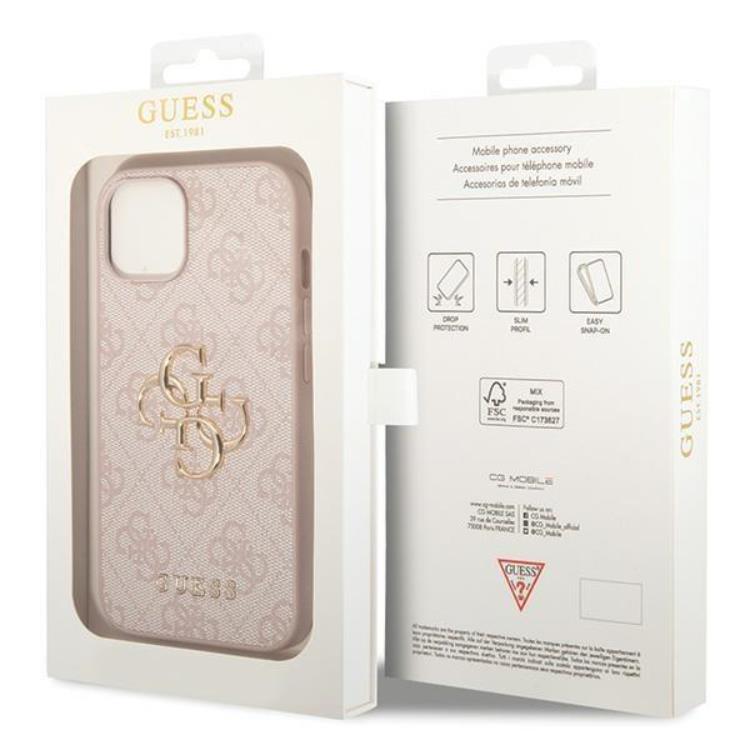 Guess Guess iPhone 15 Plus Mobilskal Big Metall Logo - Rosa