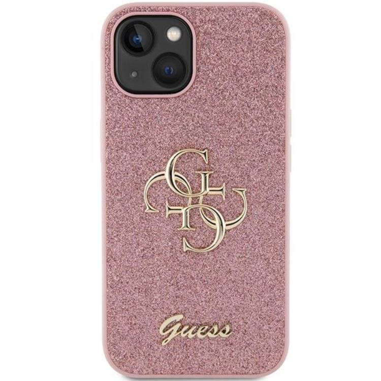 Guess Guess iPhone 15 Plus Mobilskal Glitter Script Big - Rosa
