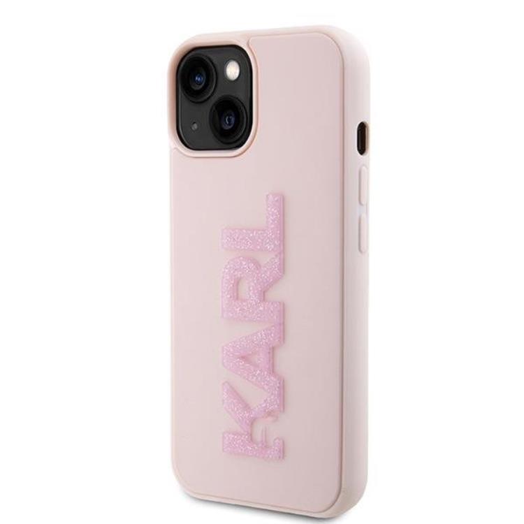 KARL LAGERFELD Karl Lagerfeld Mobilskal till iPhone 15 3D Glitter Logo - Rosa