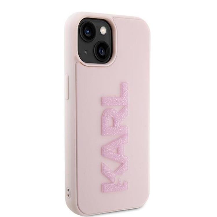 KARL LAGERFELD Karl Lagerfeld Mobilskal till iPhone 15 3D Glitter Logo - Rosa