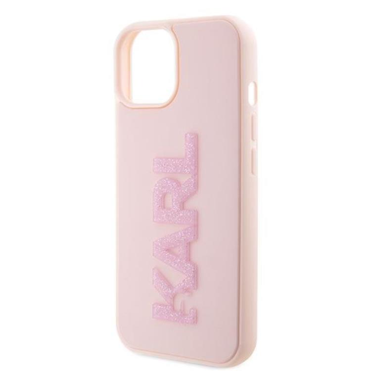 KARL LAGERFELD Karl Lagerfeld Mobilskal till iPhone 15 3D Glitter Logo - Rosa