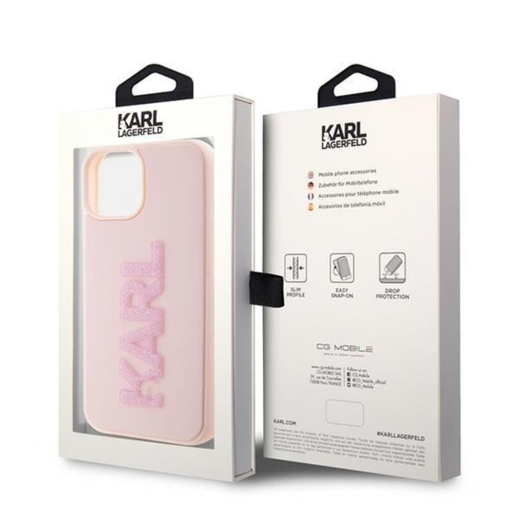 KARL LAGERFELD Karl Lagerfeld Mobilskal till iPhone 15 3D Glitter Logo - Rosa