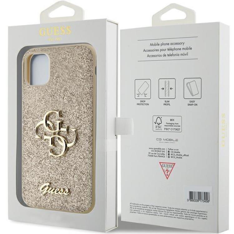 Guess Guess Mobilskal till iPhone 11/XR Glitter Script Big 4G - Svart