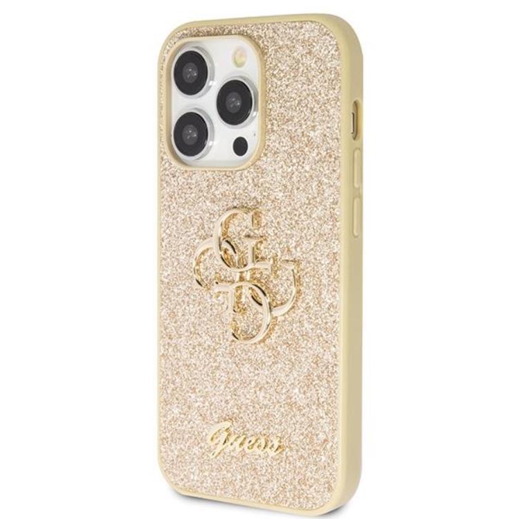 Guess Guess Mobilskal till iPhone 13 Pro/13 Glitter Script Big - Guld