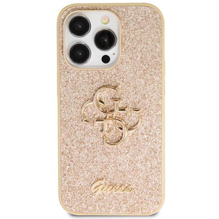 Guess Guess Mobilskal till iPhone 13 Pro Max Glitter Script Big - Guld