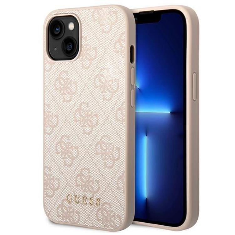 Guess Guess iPhone 14 Plus Mobilskal Metall Gold Logo - Rosa