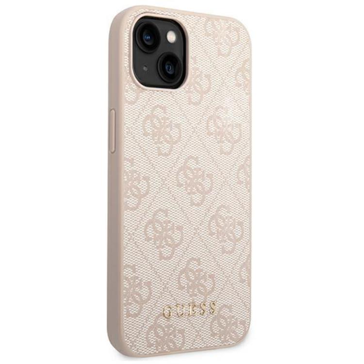 Guess Guess iPhone 14 Plus Mobilskal Metall Gold Logo - Rosa