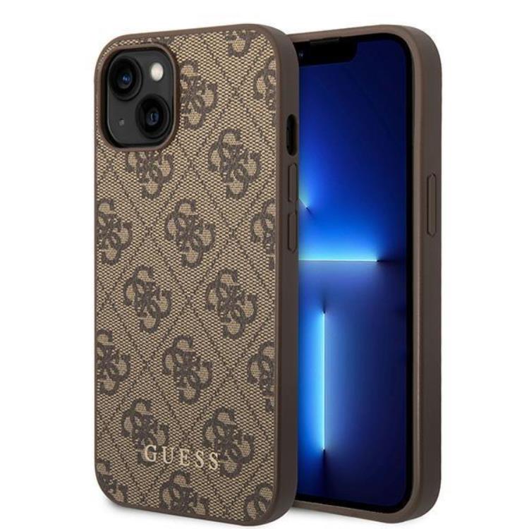 Guess Guess Mobilskal till iPhone 15 Plus Metall Gold Logo - Brun