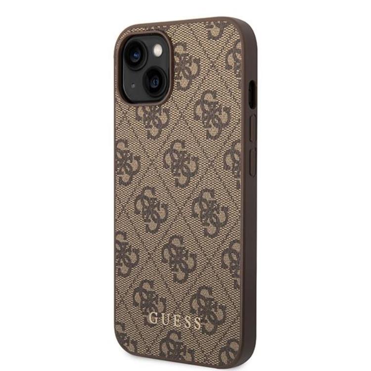 Guess Guess Mobilskal till iPhone 15 Plus Metall Gold Logo - Brun