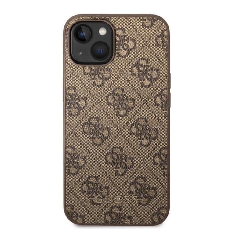 Guess Guess Mobilskal till iPhone 15 Plus Metall Gold Logo - Brun