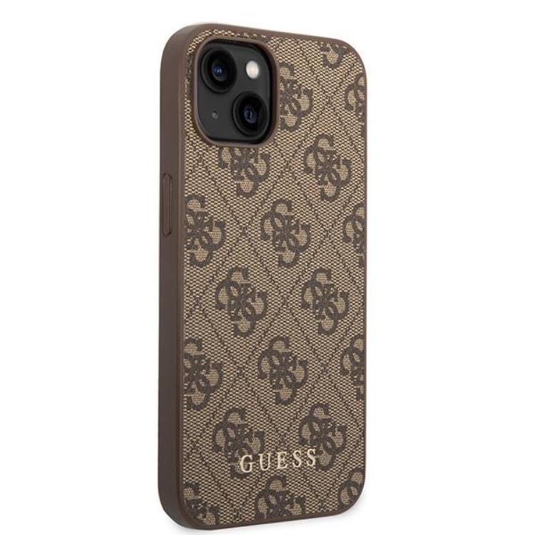 Guess Guess Mobilskal till iPhone 15 Plus Metall Gold Logo - Brun