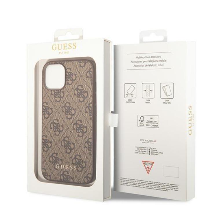 Guess Guess Mobilskal till iPhone 15 Plus Metall Gold Logo - Brun