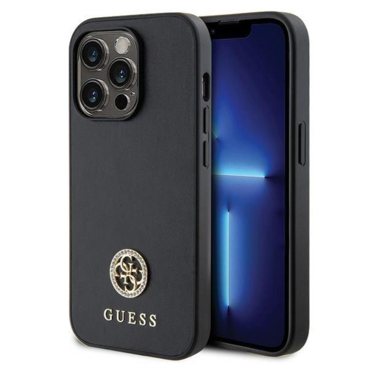 Guess Guess iPhone 15 Pro Mobilskal Strass Metal Logo - Svart