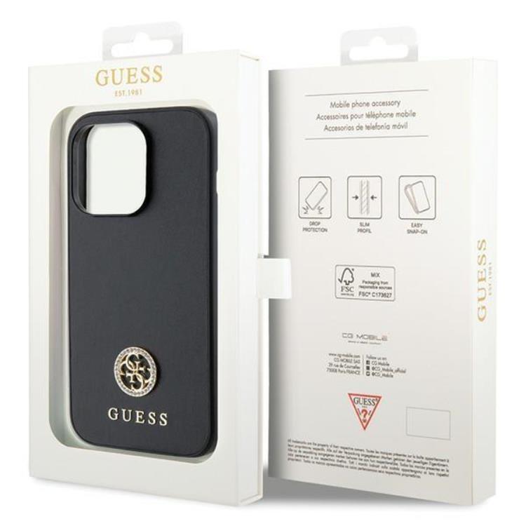 Guess Guess iPhone 15 Pro Mobilskal Strass Metal Logo - Svart