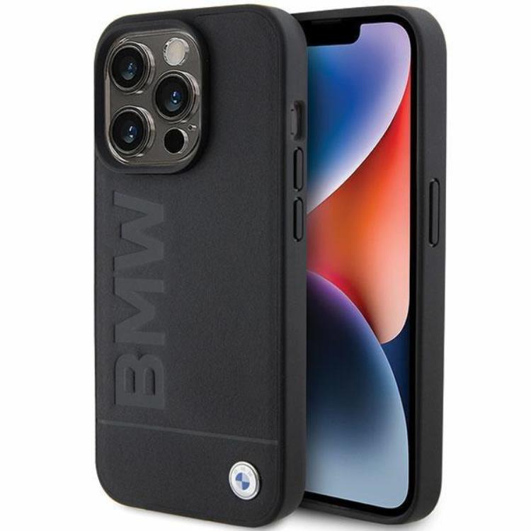 BMW BMW Mobilskal till iPhone 15 Pro Max Läder Hot Stamp - Svart