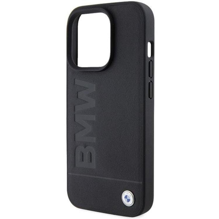 BMW BMW iPhone 15 Pro Mobilskal Läder Hot Stamp - Svart