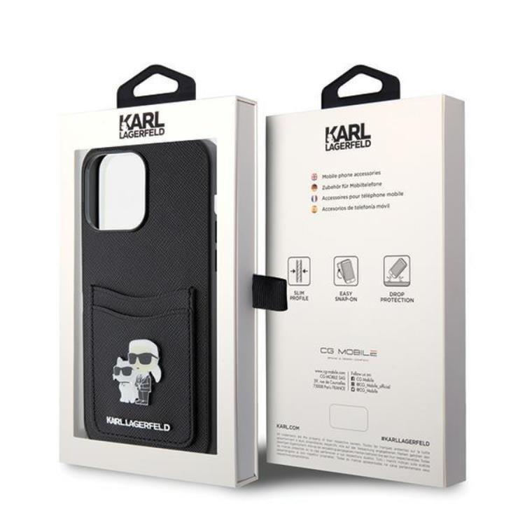KARL LAGERFELD Karl Lagerfeld iPhone 15 Pro Max Mobilskal Korthållare KC - Svart