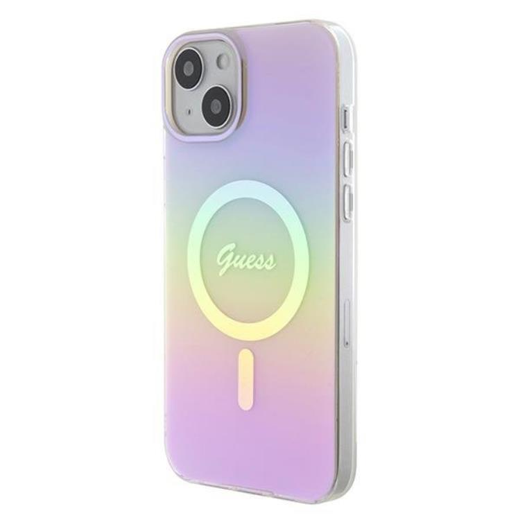 Guess Guess Mobilskal till iPhone 15 Plus Magsafe IML Iridescent - Rosa