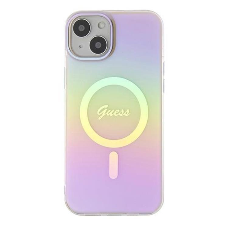 Guess Guess Mobilskal till iPhone 15 Plus Magsafe IML Iridescent - Rosa