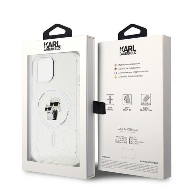 KARL LAGERFELD Karl Lagerfeld iPhone 15 Mobilskal Magsafe Glitter - Clear