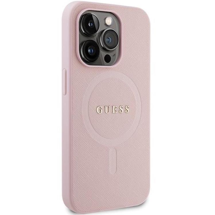 Guess Guess iPhone 14 Pro Mobilskal Magsafe Saffiano - Rosa