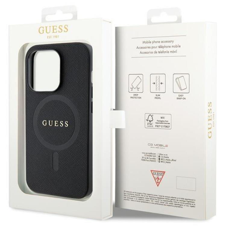 Guess Guess Mobilskal till iPhone 14 Pro Magsafe Saffiano - Svart