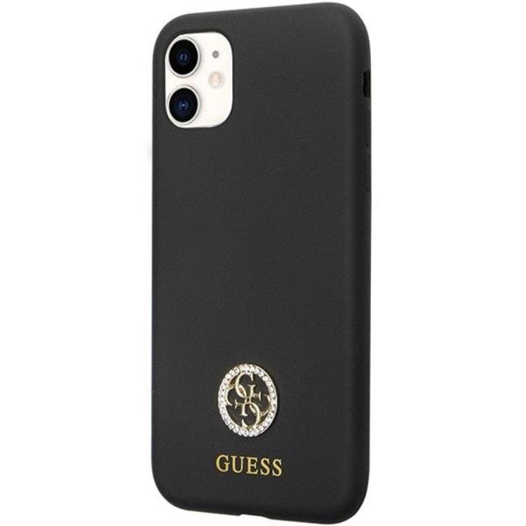 Guess Guess Mobilskal till iPhone 11/XR Silikon Logo Strass - Svart
