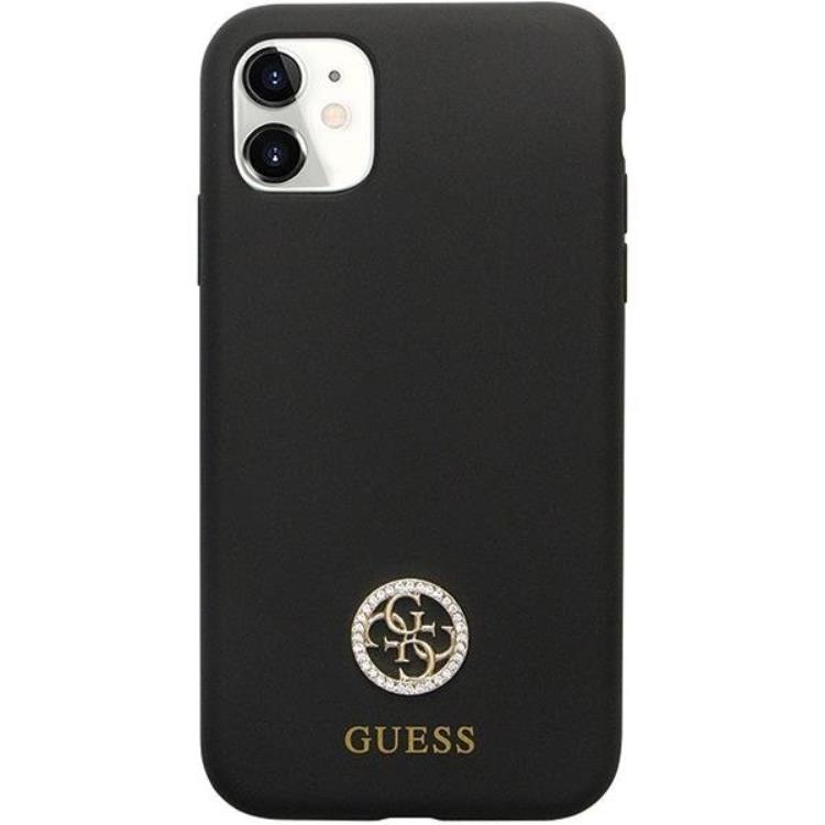 Guess Guess Mobilskal till iPhone 11/XR Silikon Logo Strass - Svart