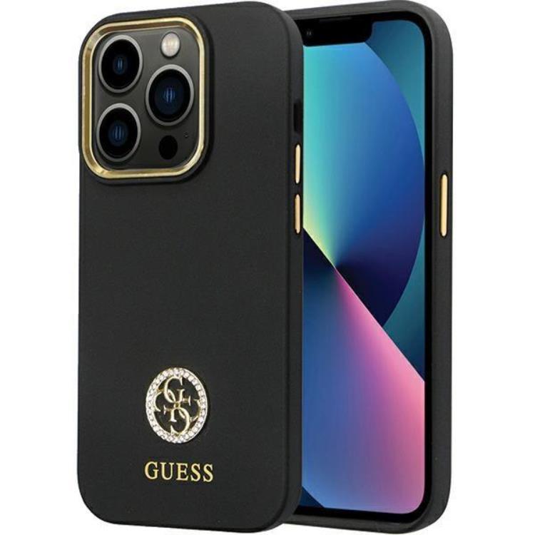 Guess Guess Mobilskal till iPhone 13 Pro/13 Silikon Logo Strass - Svart