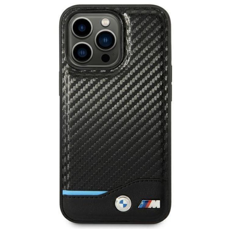 BMW BMW Mobilskal till iPhone 14 Pro Läder Carbon - Svart